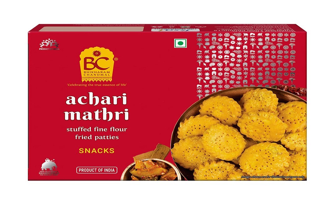 Bhikharam Chandmal Achari Mathri Stuffed Fine Flour Fried Patties   Pack  375 grams